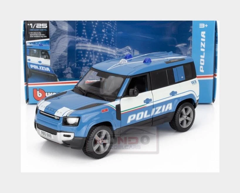 1:24 BURAGO Land Rover New Defender 110 Polizia 2020 Light Blue BU21111-POL