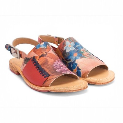 JOHN FLUEVOG River Tigris Floral Leather Slingback Sandals Flats Size 8.5 #38977