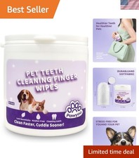 50PCS Dental Care Finger Wipes for Cats Dogs - Natural Breath Freshener