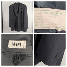 Mani by Giorgio Armani Sport Coat 44R Virgin Wool Micro Check Charcoal Blazer