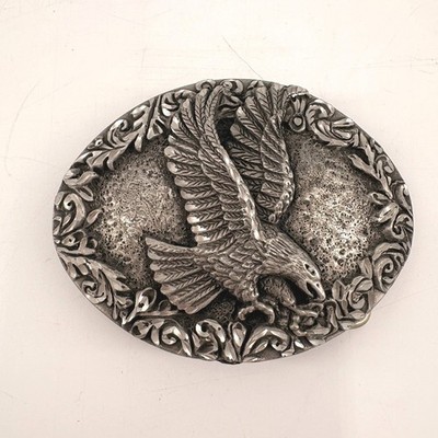 EGE 1993 Vintage Pewter Eagle Belt Buckle   Made in USA Patriotic Western