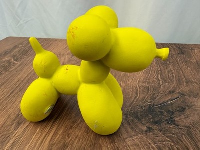 Yellow Balloon Dog Resin Sculpture Pop Art Decor Jeff Koons Style Figurine