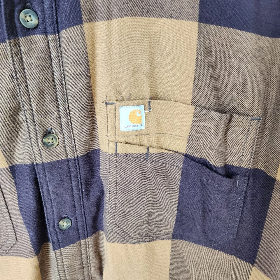 Рубашка на пуговицах Carhartt желтая коричневая фланелевая мужская большая свободного покроя - Изображение 4 из 4