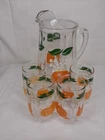 Vintage Anchor Hocking Orange Juice Set Pitcher And 4 Glasses