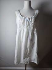 Vtg 1920s White Cotton Lawn Envelope Chemise Step-In, Floral Eyelet Embroidery