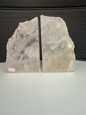 KLARES QUARTZ BUCHSTÜTZEN PAAR UVP £120 **NEU KOSTENLOSER VERSAND **