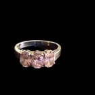 Vintage Estate Jewelry - Sterling Silver 925 Pink 3 Stone 3.27 grams Size 6.75