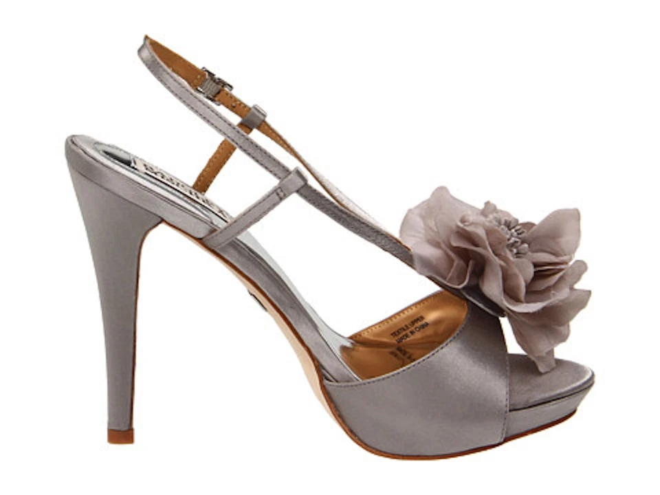 Neu im Karton Badgley Mischka Zabrina hochhackige Blumen-Sandalen offene Schuhe ASH GRAU 10 - Bild 3 von 4