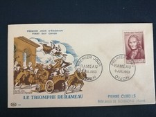 FRANCE PREMIER JOUR FDC YVERT 947 RAMEAU COMPOSITEUR 15F+4F DIJON 1953