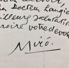 Joan MIRÓ - Henri Laugier lui propose d'exposer ses œuvres