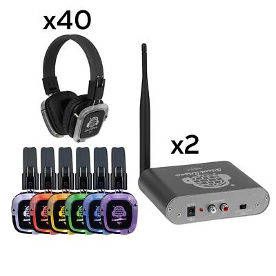 Talent Silent Disco Prism Color Changing Headphone 40 Pack with 2 Transmitters
