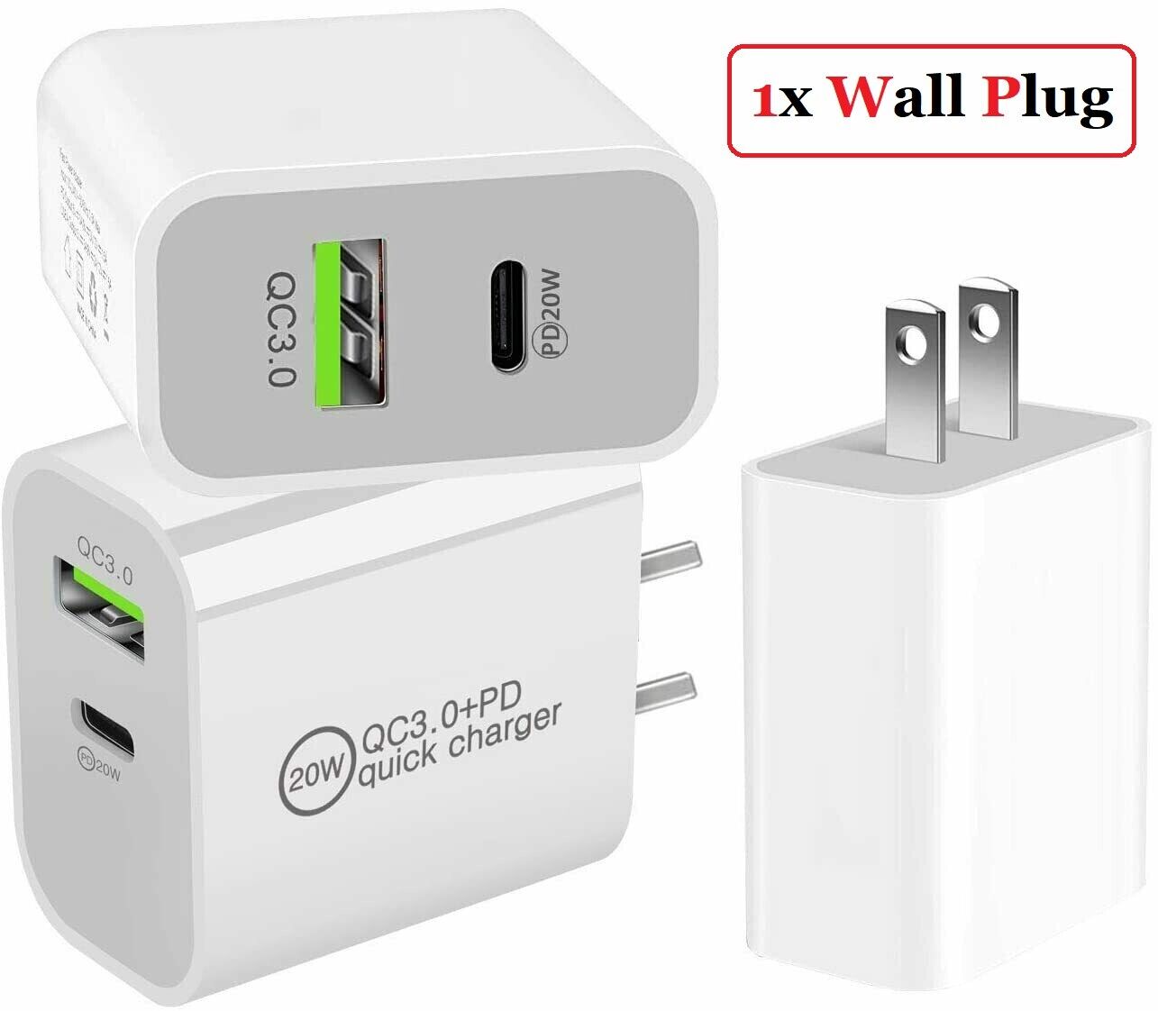 PD 20W USB-C Dual Port Adapter Wall Charger For iPhone 11 12 13 Pro Max SAMSUNG