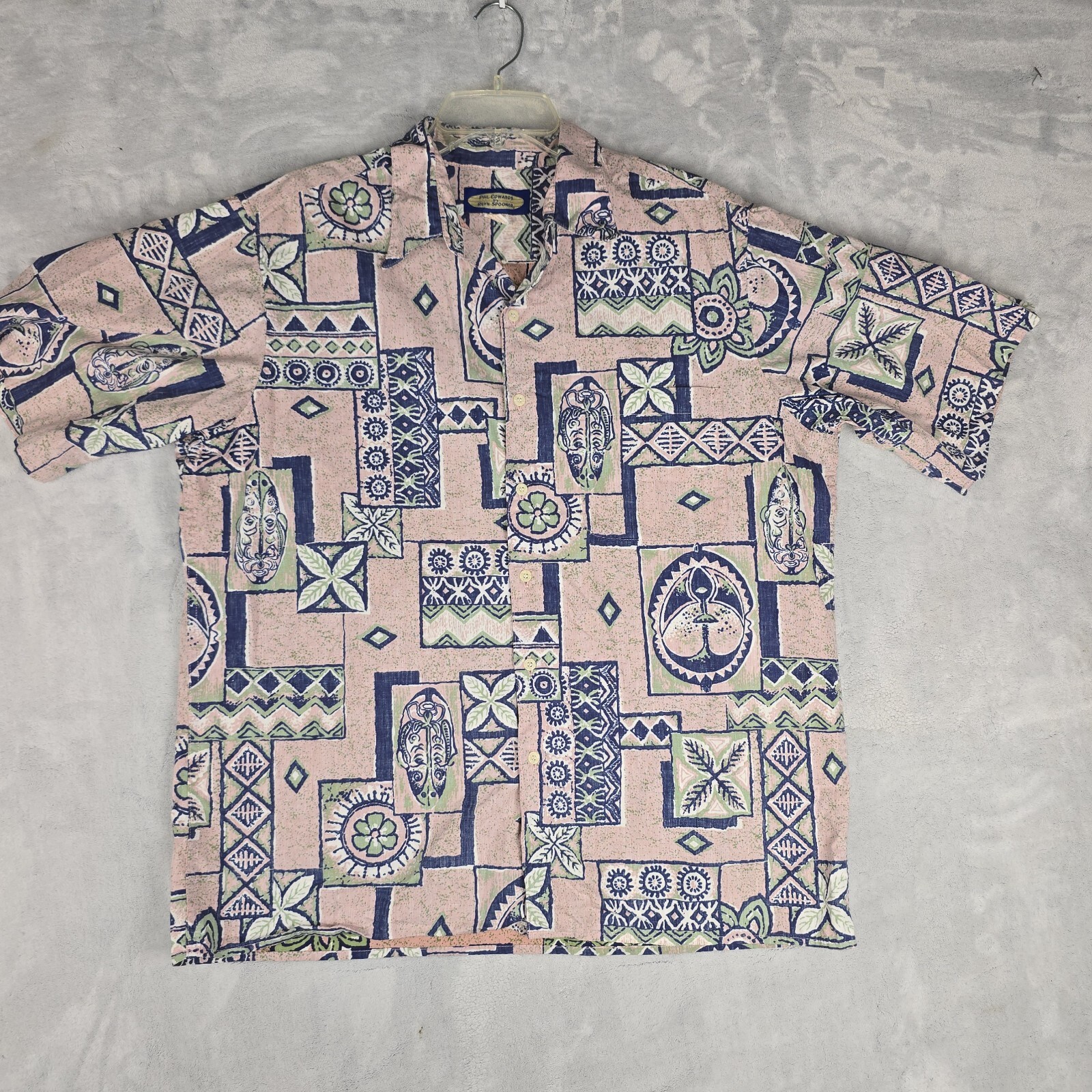 Phil Edwards Reyn Spooner Mens Large Hawaiian Camp Shirt Short Sleeve Pullover