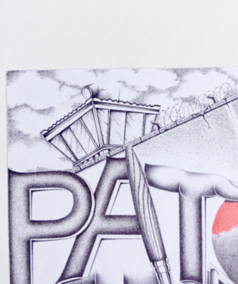 Prison Art Red & Black Ink Drawing Alcatraz Golden Gate Bridge