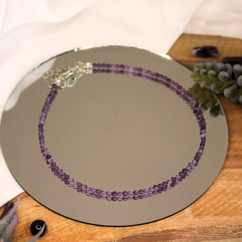 Natural Amethyst Beaded Necklace Purple Stone Choker Healing Crystal Necklace — 第 4/4 张图片