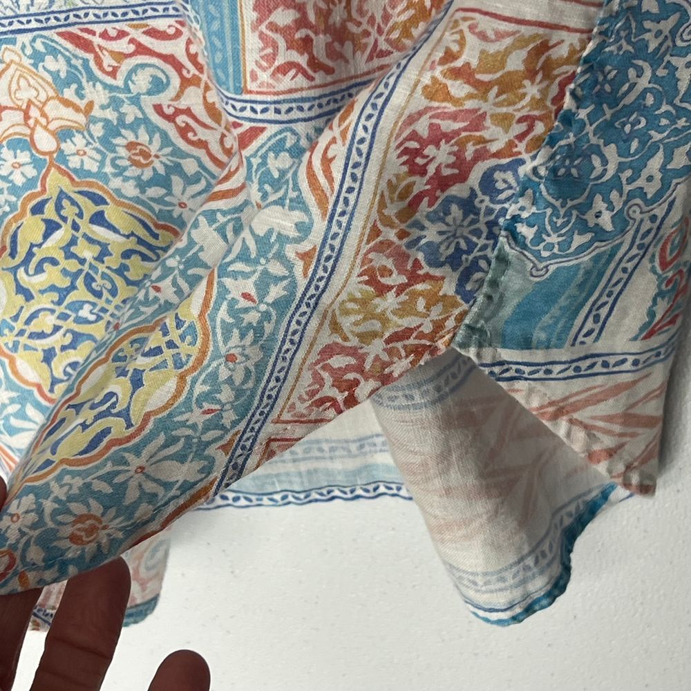 Chico's 100% Linen Patchwork Blouse Button Up Boh… - image 8