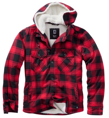 Brandit Men's Lumberjacket With Hood Red/Black Over Sizes