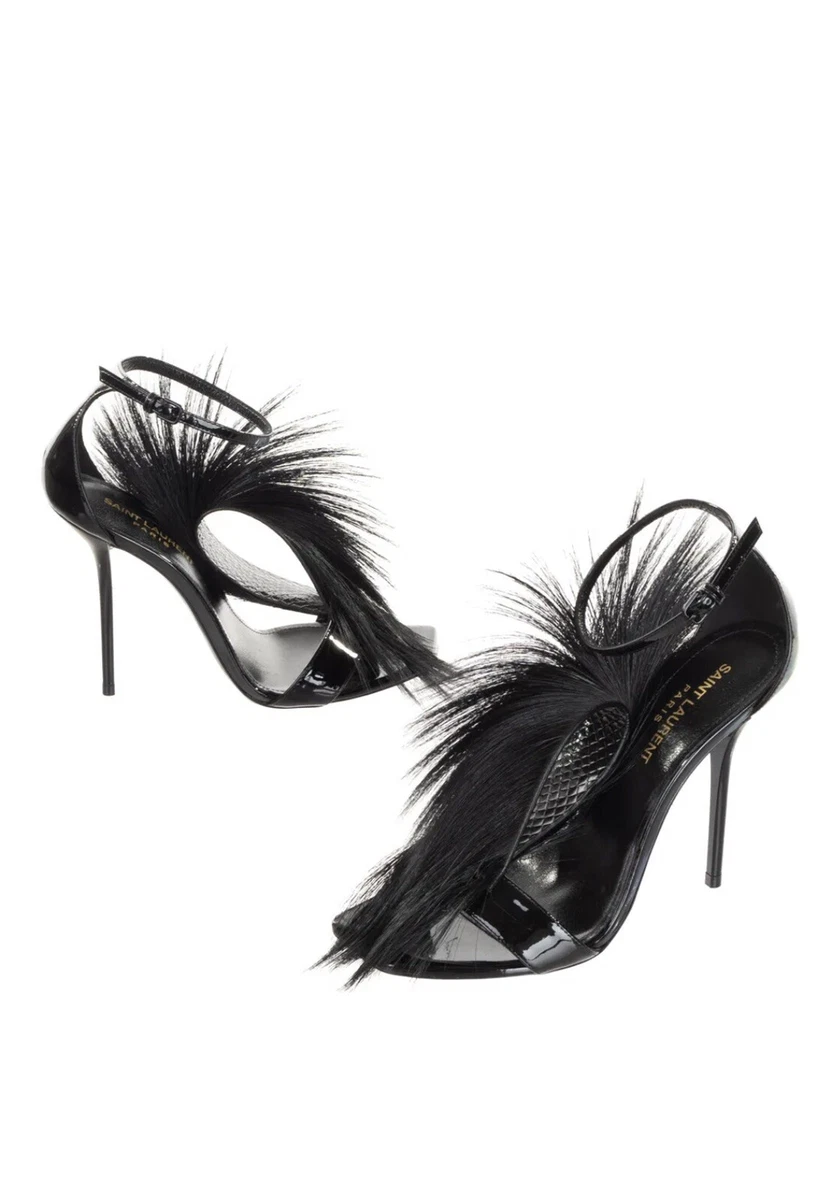 RRP 1450 SAINT LAURENT Leather Snakeskin Sandals EU38 UK5 US8