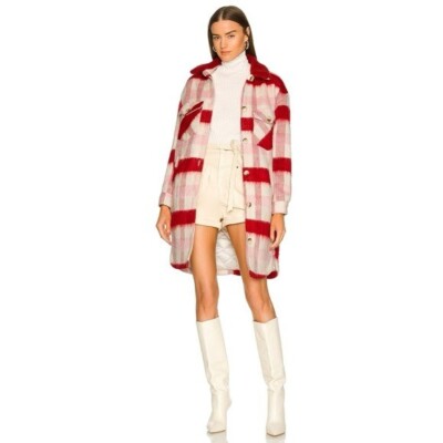 NEW Blank NYC Cherry-Pick Red Pink White Wool-Blend Shacket