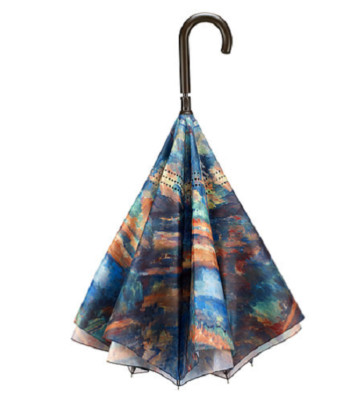 NEW GALLERIA PAUL CEZANNE THE BROOK REVERSE CLOSE AUTO STICK UMBRELLA 