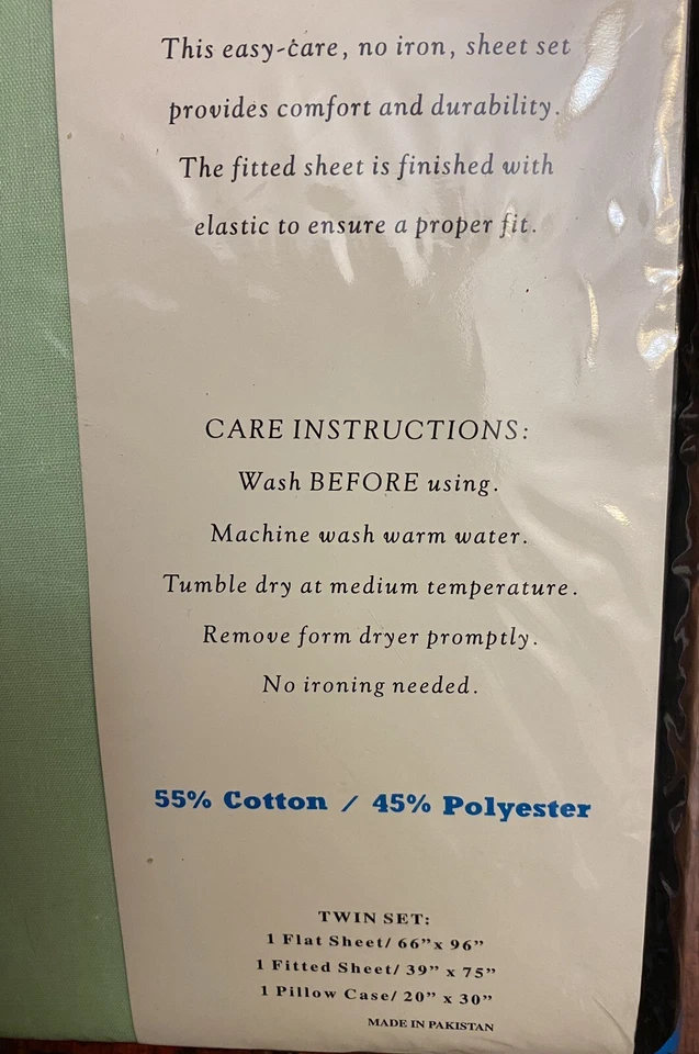 Juego de sábanas Creative Lifestyles Twin 3 piezas espuma de mar verde nuevo Foto 4 de 4