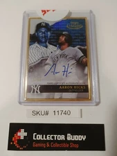 #12/50 Aaron Hicks 2020 Topps Gold Label Blue Framed Autograph SKU#11740