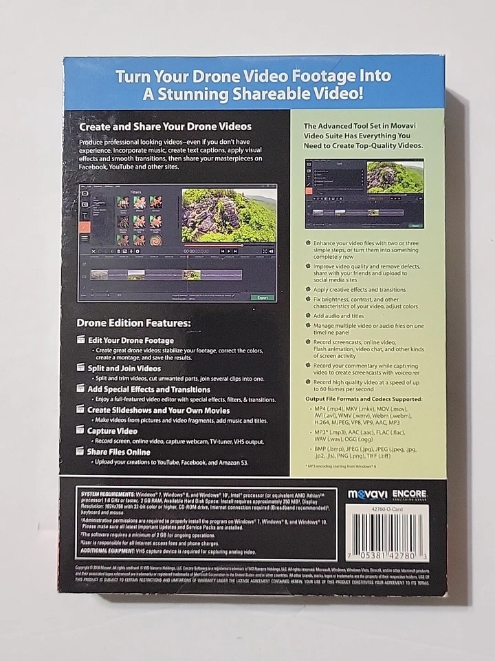 Encore Software Movavi Video Suite Drone Edition For Windows 7,8,10 NEW - Image 2 of 2