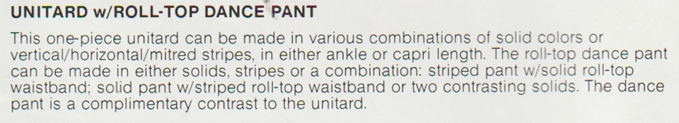 Prime Moves Pattern 1008 Unitard w/ Roll-top Dance Pant, Size 4-14, FF - Image 3 of 3