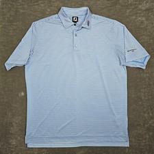 FootJoy FJ Polo Golf Shirt Adult Extra Large Light Blue Striped Performance