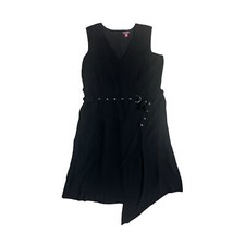 Vince Camuto Highland Black Sleeveless Midi Dress Asymmetrical Size 22W Belted