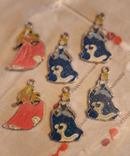   6  PRINCESS ENAMEL CHARMS - - Jewelry Making