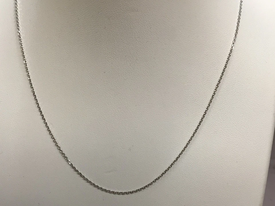 18k White Gold 18" Solid Cable Link Pendant Chain/Necklace  1 mm  2 grams