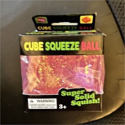 Super Solid Squish Squishy Cube Pink Glitter, Ages 3+