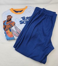 Space Jam Boys Pajamas Set Size 10-12 Blue Flannel