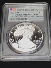 2026-W 1 oz .999 Silver American Eagle Liberty Bell 250 Privy PCGS FDOI PR70DCAM