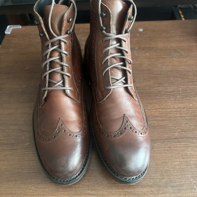 Wolverine BLVD  Brown Leather Wingtip Lace Up Men s Boots, USA 7.5D W990161