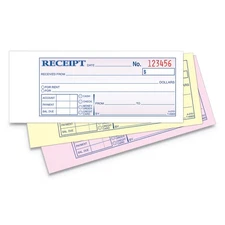 Adams® Receipt Book, 2 3/4 x 7 3/16, Three-Part Carbonless, 50 Forms