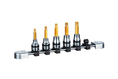 Nepros NTQ6T05A, 3/8''sq. T-Type Torx Bit Socket Set (5pcs.)