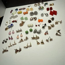Stud Pierced Earrings Lot Of 45 Pairs Of Studs