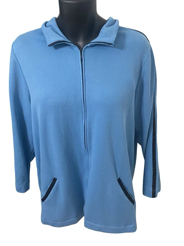 Liz & Me Sport Blue Jacket Size 0X 14/16 Womens Lightweight Full Zip - Image 2 of 4