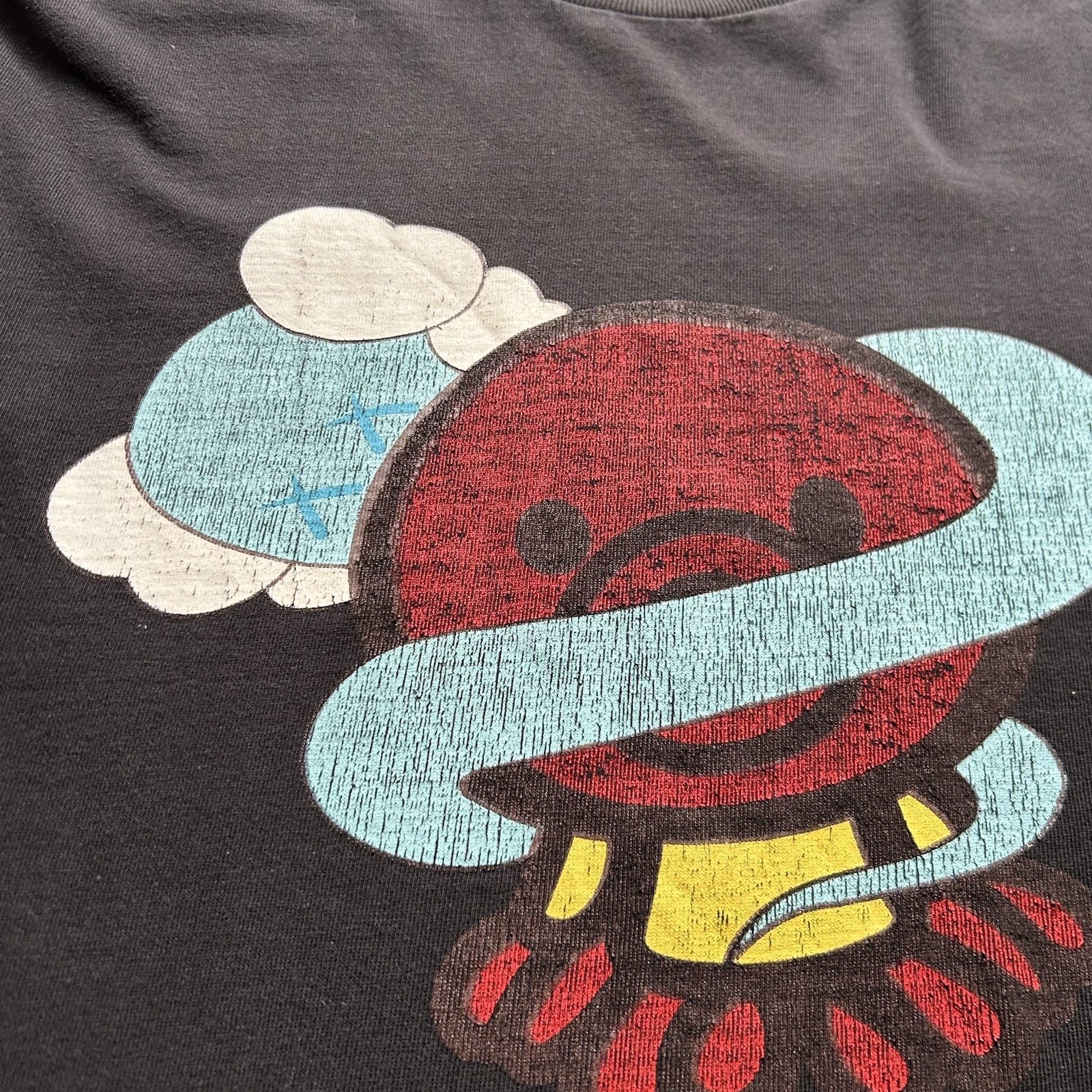 A Bathing Ape Bape Kaws T-Shirt Size Large Faded Black Vintage Y2K Short Sleeve thumbnail 3