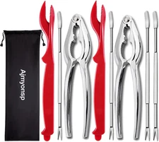 8Pack Seafood Tools Set Crab Crackers Nuts Cracker and Picks - 4 Crab Leg Forks 