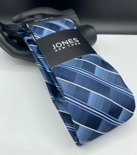 JONES NEW YORK Men's Neck Tie  Blue  Plaids  Checks  Designer 