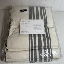 Pottery Barn Riviera Striped Curtain 50 x 108 Charcoal Light Filtering