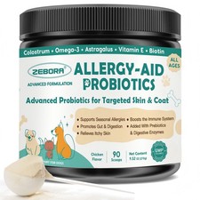 ZEBORA Dog Allergy Relief with Advanced Skin Probiotics, 90 90 Scoops, Green
