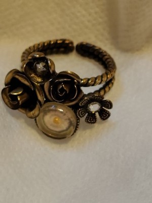 Konplott Ring Blumen Weiß Transparent Verstellbar Gebraucht Zart