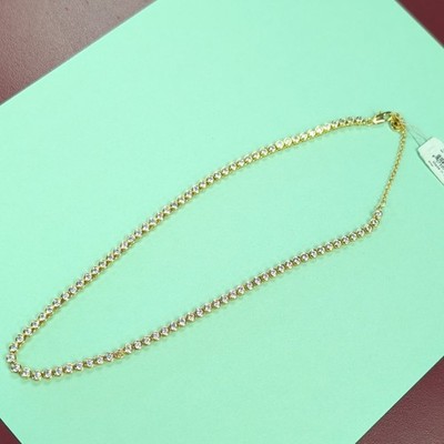 Michael Kors Gold Tennis Necklace Yellow Gold Plated Round White Crystal Bezel