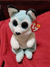 Ty Beanie Baby Bellies - THUNDER the Blue Husky Dog 6" Tag  Stuffed Animal Toy