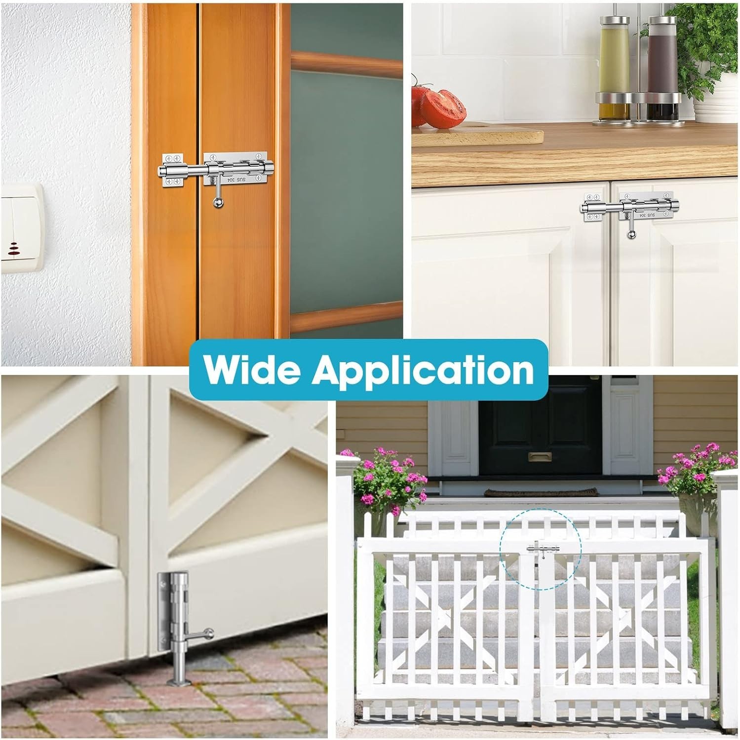 Slide Bolt Gate Latch Hardware, Barrel Bolt Latch, 6.3 Inch Stainless Steel