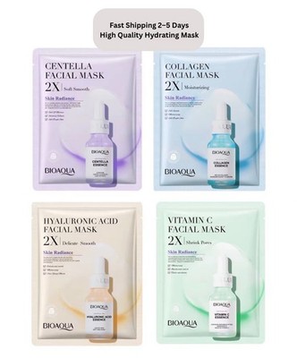 BIOAQUA Centella Collagen Face Mask 4 Pack Hydrating Hyaluronic Acid Skin Care 